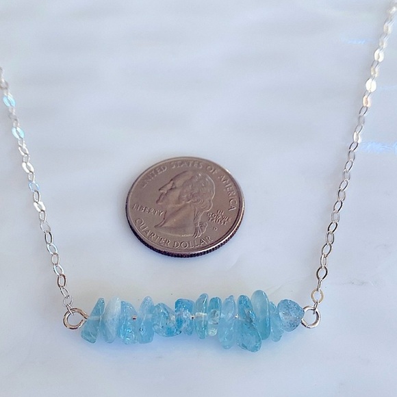 Sterling Silver and Blue Aquamarine beads Necklace 18” inches - Picture 6 of 6